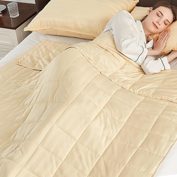 Weighted Blanket Queen Size (60"x80" 20lbs),Ultra Soft and Cozy Cooling Weighted Blanket Queen Size for Adult,Heavy Blanket with Machine Washable Soft Blanket, Beige