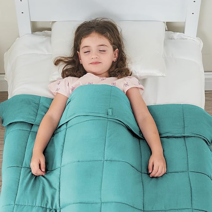 yescool Weighted Blanket (5 lbs, 36" x 48", Teal) Cooling Heavy Blanket for Sleeping Perfect for 40-60 lbs, Breathable Blanket with Premium Glass Bead, Machine Washable