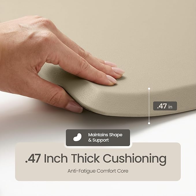 Anti Fatigue Kitchen Mats for Floor | Padded Kitchen Rugs | Non Slip, Cushioned Standing Desk Mat | Waterproof Floor Mat | 17.3" x 28" x 0.47" & 17.3" x 47.2" x 0.47", Beige, 2-Pack | More Décor