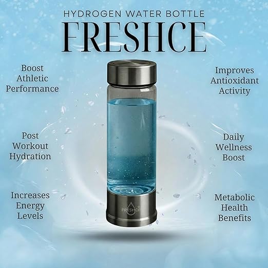Hydrogen Water Bottle – Hydrogen Water Machine Generator, Glass Water Bottle with SPE/PEM Technology, Portable Rechargeable Water Electrolyzer 1800 PPB, BPA-Free for Home, Office, Gym & Travel