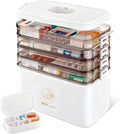 5-Tier Medicine Organizer-12 x 7 x 12.2 Inch Portable Medicine Cabinet Organizer with Plastic Handle All-Purpose Medical Box with Complimentary Portable Pill Box Empty First Aid Kit for Home