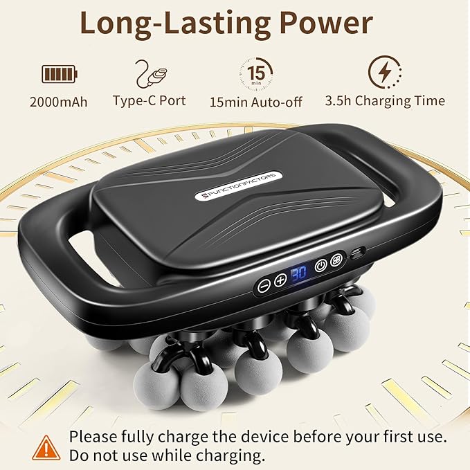 20 Head Massage Gun Deep Tissue, Percussion Back Massage Tool with 3 Modes & 30 Intensity Levels, Handheld Electric Muscle Massager Gun for Back, Neck, Shoulders, Legs, Waists, Quiet Ideal Gifts