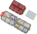 2 Pack Travel Portable Pill Organizer Pocket Size, with 10 Compartments, 10 Sticky Notes, Small Fold Pill Boxes of Two Colors. Perfect for Travel or Home Use.