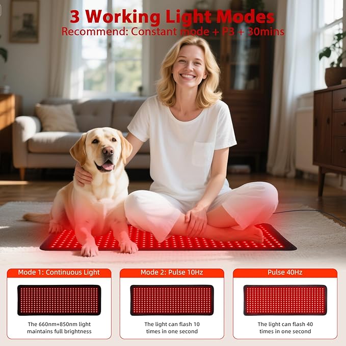 Red Infrared Light Therapy Mat for Body, 31.75" x 11.5" Red Light Pad Upgraded 3 Chips in 1 Beads 360pcs LEDs 660nm 850nm RLT Device for Body Back Shoulder Knee Joint Pain Relief, Ideal Gift