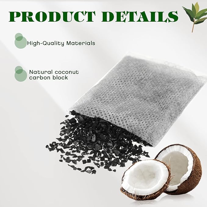 Weewooday 50 Pcs Activated Charcoal Distiller Water Filters, Coconut Shell Replacement Activated Carbon Filter Sachets Compatible with Megahome and Other Countertop Distillers