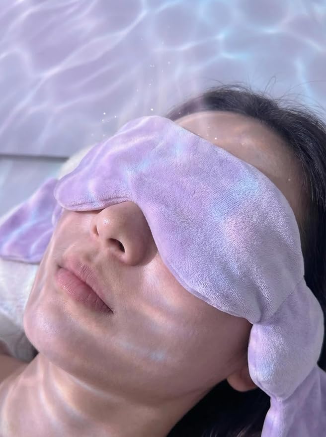 Weighted Eye Mask - Premium Plush Herbal Sleep Mask with 0.5 lb Naturally Lavender Pack for Heat or Cold Use, Contoured Full-Wrap Comfort, 100% Blackout for Rest & Travel (Lavender)