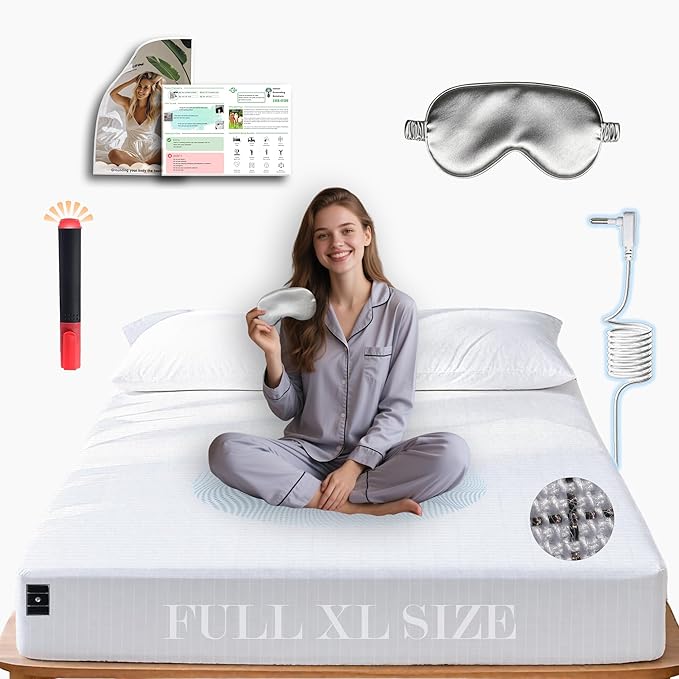 Ali King Grounding Sheets - Full XL Size, Soft Cotton with Silver Fiber, 15'' Deep Pocket Earth Grounding Fitted Bed Sheets for Improved Sleep (White, Full XL 54''*80''*15'')