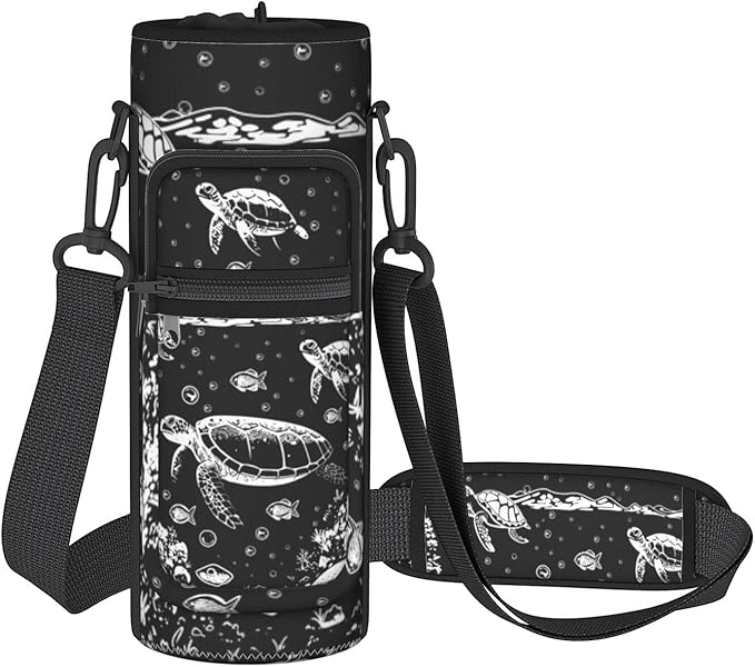 Sea Turtle Lover Water Bottle Sling Bag for 25oz/32oz Tumblers,Adjustable Neoprene Water Bottle Sling Bag,Insulated Carrier with Shoulder Strap & Phone Pocket - Perfect Walking Accessory