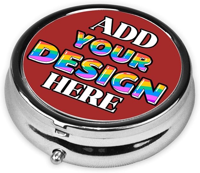 Custom Pill Box, Medicine Pill Organizer Case Container Travel Pill Holder Vitamin for Purse Med Wallet Portable Mini Pastillero Round, Brown, Personalized Gifts
