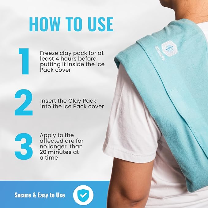 ICEWRAPS Extra Cover ONLY for 7"x28" Therapy Clay Ice Pack | Reusable and Washable Soft Fabric Cover for Cold Pack | Fabric Cold Compress Sleeve | 7"x28" Soft Ice Pack Cover | Blue Fabric Cover Only