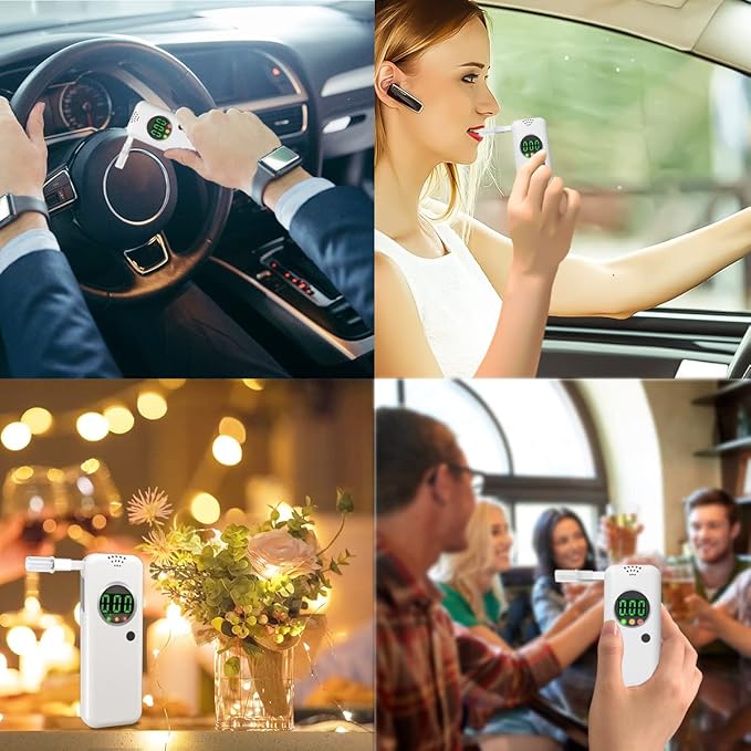 Breathalyzer,Alcohol Tester with LCD Digital Display,Breathalyzer with 10 Mouthpieces for Home and Party Use