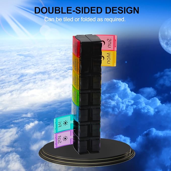 Large Pill Organizer 7 Day with Spring-Open Design- Weekly Pill Organizer 2 Times a Day with AM PM Big Compartments Pill Box for Supplements Pill Container Holder for Vitamins Medicine Organizer