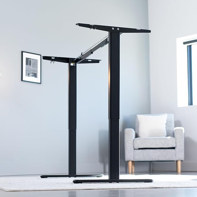 VIVO Electric Stand Up Desk Frame Workstation, Single Motor Ergonomic Standing Height Adjustable Base with Simple Controller, Black, DESK-V100EB