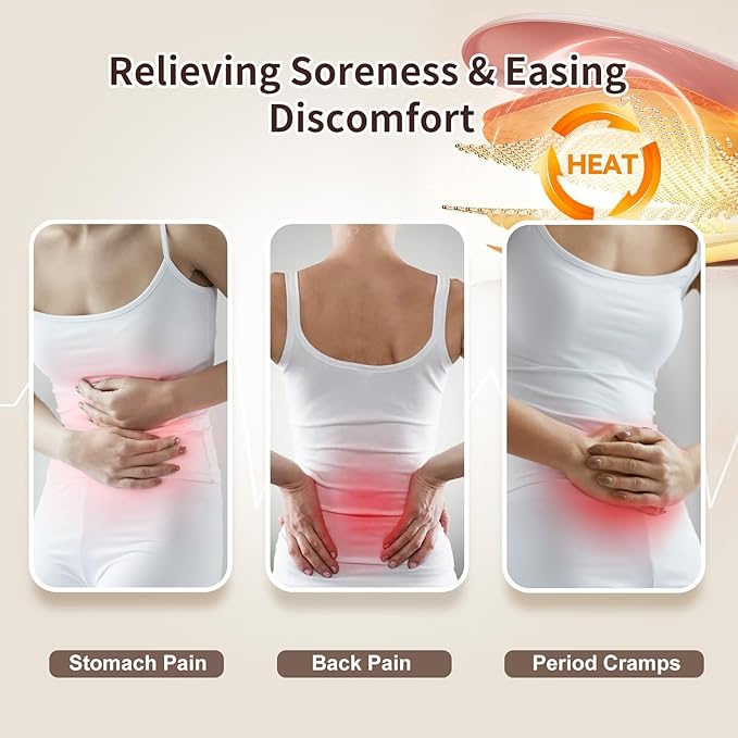 Pure Silk Heating Pad for Period Cramps Portable Cordless Washable 5000mAh Rechargeable Heat Pack for Menstrual, Stomach & Back Pain Relief, 4 Heat Modes with Auto Shut-Off Electric Pink