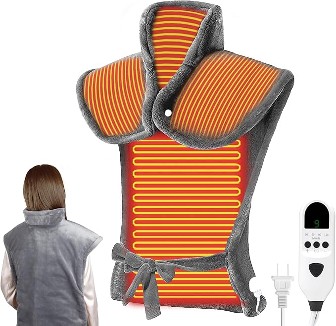 Heating Pad for Neck and Shoulders and Back, Heating Pad for Back Pain Relief, 9 Heat Settings Neck Heating Pad, Auto Shut-Off, 23'' × 37'' Shoulder Heating Pad Birthday Valentines Day for Women Men