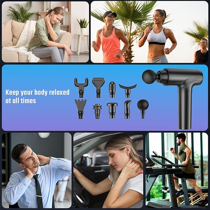 cotsoco Massage Gun, Muscle Massage Gun Deep Tissue Back Massager for Pain Relief, 20 Speeds Handheld Electric Massager Tool with Silent Brushless Motor, Suitable for Gym Office Home Travel