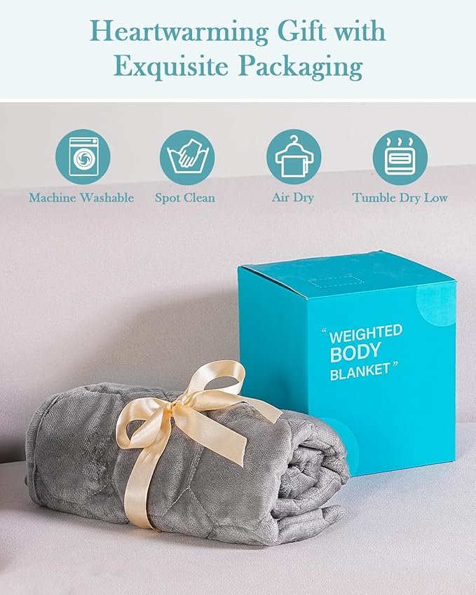Topblan Weighted Lap Blanket 7lbs for Adults, Small Weighted Blanket Throw for Napping, Relaxation, Calming and Travel, Skin Friendly & Machine Washable for All-Season Sleeping, Grey 24x29 inches