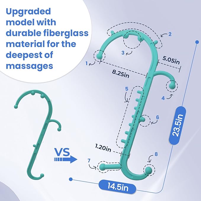Deep Tissue Back & Neck Massager - Back Massager Stick for Pain Relief, Muscle Knot Remover, Trigger Point Massage Tool for Full Body, Shoulders, Legs - Pressure Point Massage Tool