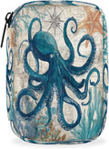 Octopus Ocean Vintage Pill Case Travel Pill Organizer Weekly 7 Day Portable with Zipper Medicine Box Pill Case for Vitamins, Birth Control,Fish Oils,Medication, Supplements