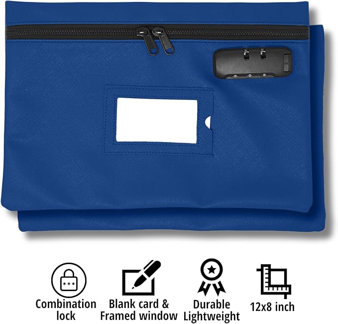 Medicine Bag with Lock | 12x8 Inch Med Bag | Medication Bag for Traveling | Small Medication Travel Bag | Kids Medicine Bag | Pills Locking Zipper Pouch Storage Case Organizer (Navy blue)
