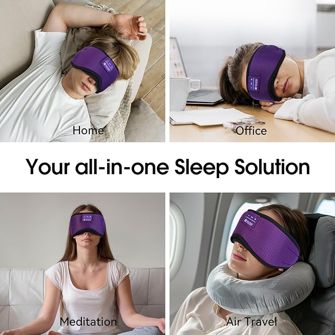 LOVE EYE Sleep Headphones Bluetooth 5.4 Sleeping Eye Mask Wireless Music Earphones with HD Speakers for Side Sleepers Total Blackout Cotton Mask for Travel, Home, Office, Unique Gifts