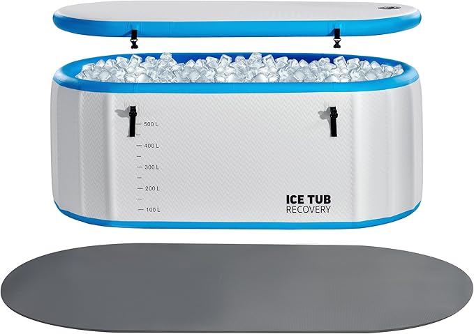 Albott Inflatable Cold Plunge Tub for Athletes, Ice Bath Tub with Insulated Lid & Non-Slip Mat, Water Chiller Compatible, Portable for Indoor & Outdoor Recovery, 210 Gal, 71"L x 35"W x 30"H