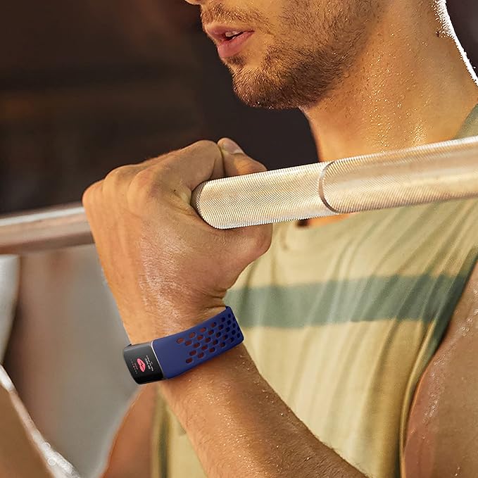 Getino Sport Bands Compatible with Fitbit Charge 5/ Charge 6 for Women Men, Soft Breathable Waterproof Strap Replacement Accessories for Fitbit Charge 5/ Charge 6 Advanced Fitness Tracker, Navy Blue