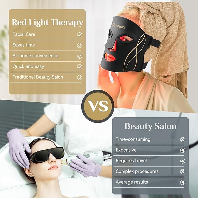 LED Light Therapy Mask Skin Care Mask, LED Red 630±5nm & NIR 830nm Wavelength for Home Use(TAN)