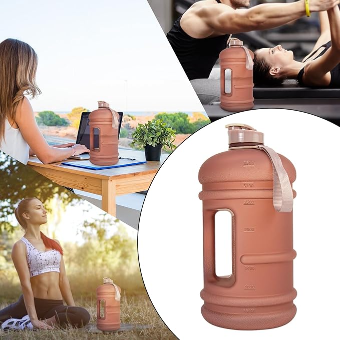 TOOFEEL 1 Gallon Water Bottle,Leakproof,Bpa Free,Dishwasher Safe,128 oz Large Water Jug wiht Handle,Travel & Camping & Sports & Gym Water Bottle For Men and Women - Matte Pink