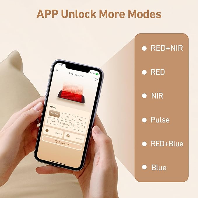 Comfytemp Red Blue Light Therapy Pad, Infrared Light Therapy for Body with App & Button Controller, 32W Light Wrap for Back Leg Waist Muscle Joint
