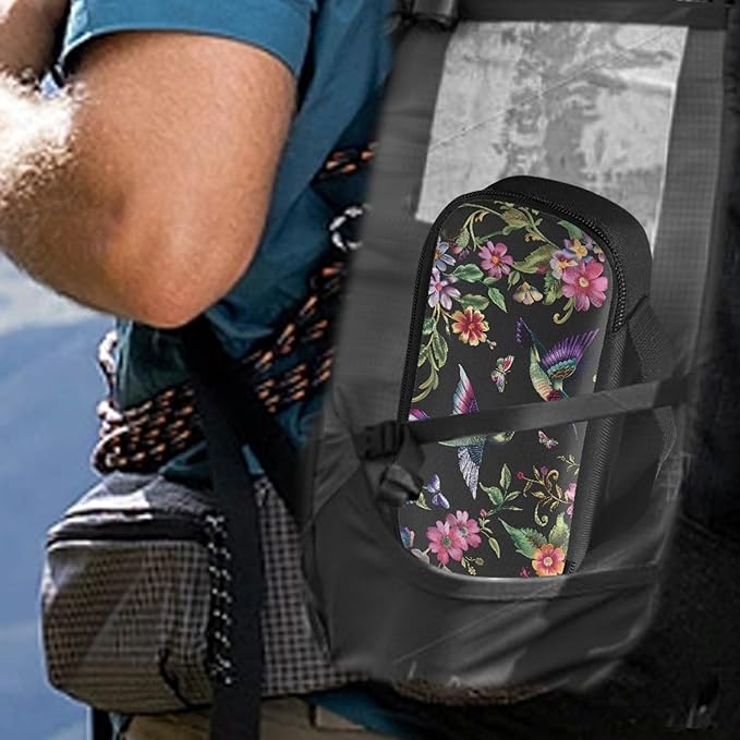 Diabetic Supplies Carrying Case Bag for Diabetes Testing Kit, Blood Glucose Monitor Kit with Meter, Blood Sugar Test Strips, Lancets, Lancing Device, Alcohol Wipe, Retro Hummingbirds