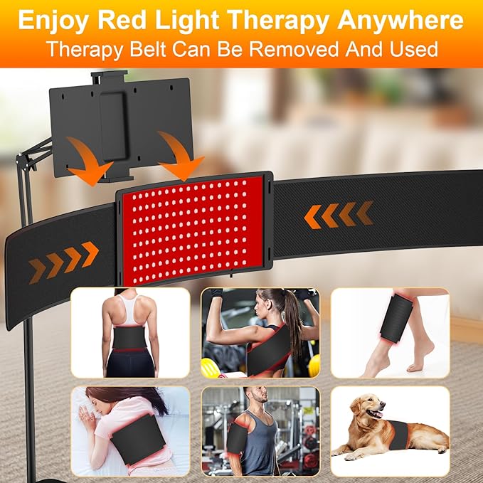 Red Light Therapy,Upgraded 2-in-1 Chips Red Light Therapy Lamp,660nm Red Light & 850nm Near Infrared Light Therapy Device with Red Light Therapy Belt and Stand Relieves Pain in All Parts of The Body