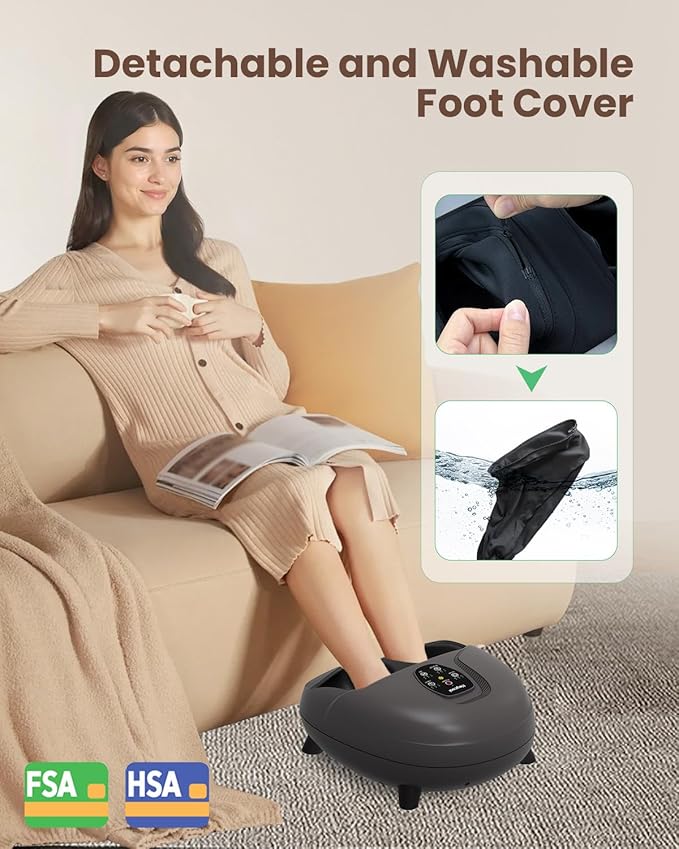 2026 Upgrade FSA Eligible HSA Foot Massager, Shiatsu Foot Massager Machine with Heat and Compression for Plantar Fasciitis Neuropathy, Remote Control, Gifts, Size 14