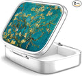 Pill Box 2 Compartment Small Pill Case,Portable for Pocket or Purse Pill Organizer Pill Container Holder to Hold Vitamins, Medication, Fish Oil and Supplements(Almond Blossom)