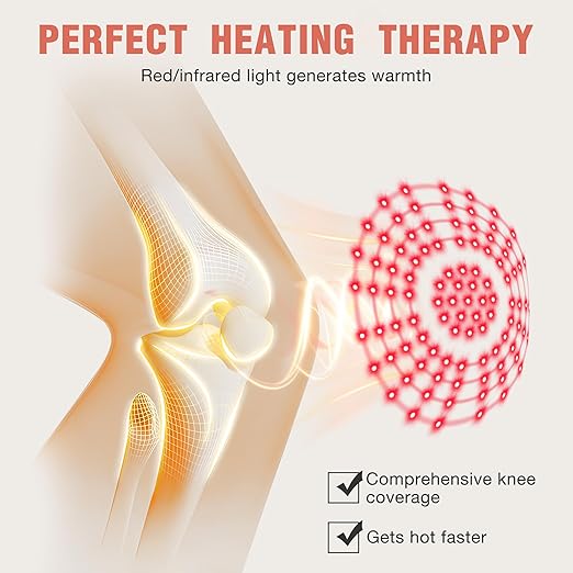 Red Light Therapy & Vibration Massage Knee Brace, 660nm&850nm Near Infrared Light Therapy, Heated Knee Massager for Pain Relief, A Pair of Knee Wrap,Heating Pad for Faster Recovery