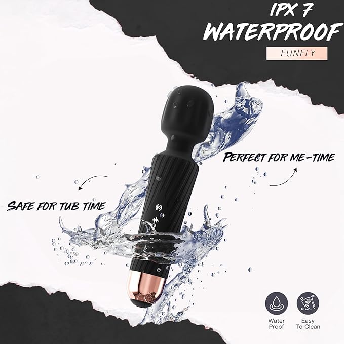 Handheld Cordless Personal Massager - Powerful, 3Hr Runtime, Ultra-Quiet Waterproof, 20 Modes & 8 Speeds, Memory Feature, Skin-Soft Silicone for Back, Neck & Shoulders, Muscle Recovery (Black)
