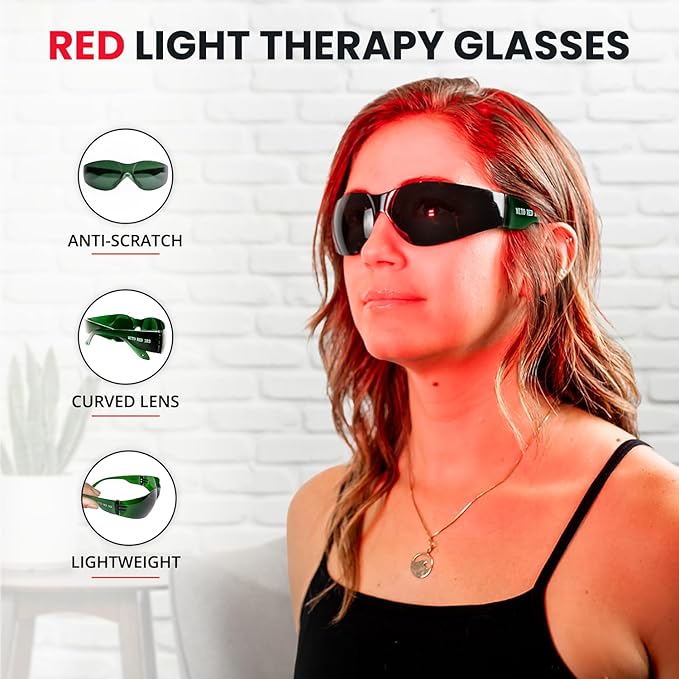 Mito Red Light Therapy Glasses - Eye Protection for Red Light (600nm-900nm) - Goggles