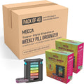 Weekly Pill Organizer, 1 Dispenser, 7 Stackable Compartments Four Times-a-Day - Morning, Noon, Evening, and Bedtime, Black (Case of 40)