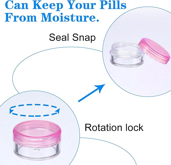 Small Pill Organizer Box, 5 Pcs Travel Pill Cases Holder Portable Daily Mini Pill Container No BPA Medicines Storage Containers for Purse Pocket Briefcase (Blue/Orange/Rose Red/Yellow/Green)