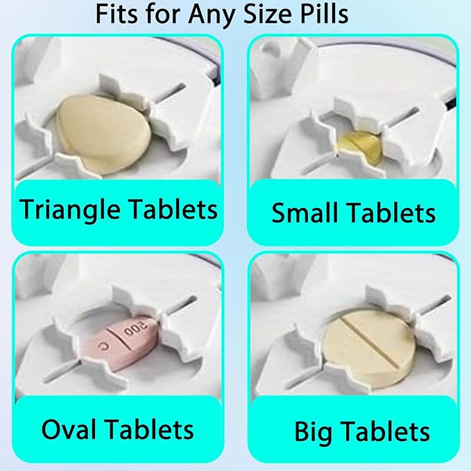 1/4 Pill Cutter with Storage, Professional 1/2 Pill Splitter for Small or Large Pills, Precise & Easy Stainless Steel Blade(Purple)