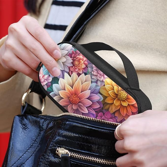 Bohemian Floral Diabetic Supplies Bag Carrying Case Organizer for Diabetes Testing Kit, Blood Glucose Monitor Kit, Meter, Test Strips, Lancets, Insulin Cooler Travel Case Daily Life