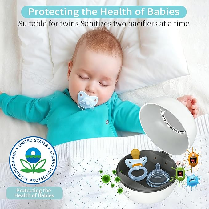 Portable Pacifier Sanitizer, UV Light Sanitizer Case for Pacifier, Type-C Rechargeable Mini Box, 99.9% Cleaned in 3 Minutes
