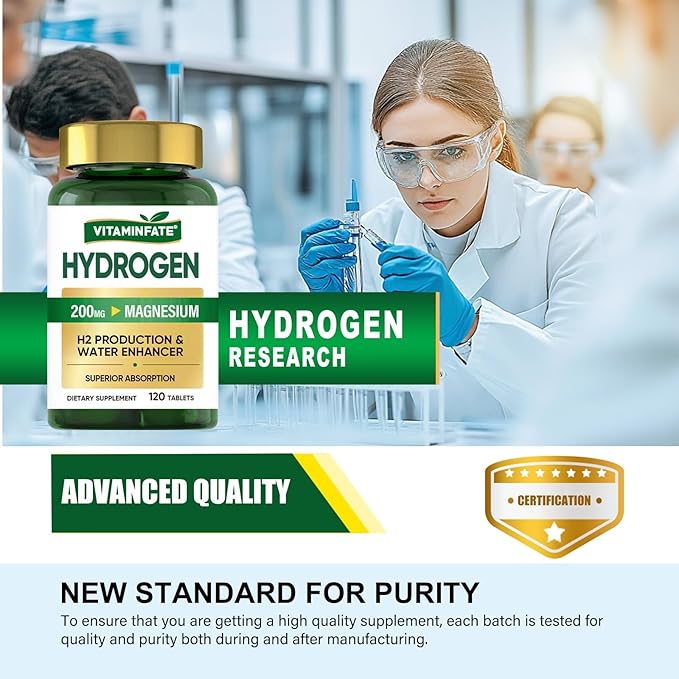 Hydrogen Water Tablets with Magnesium & Electrolytes, 120 Tablets | H2 Molecular Hydrogen Supplement to Support Energy, Brain Health, Metabolism & Healthy Aging