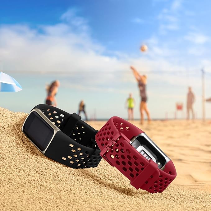 Getino Compatible Fitbit Charge Bands - Soft Breathable Replacement Sport Strap for Women & Men, Adjustable Wristbands for Fitbit Charge 5/6 Advanced Fitness Tracker, Red