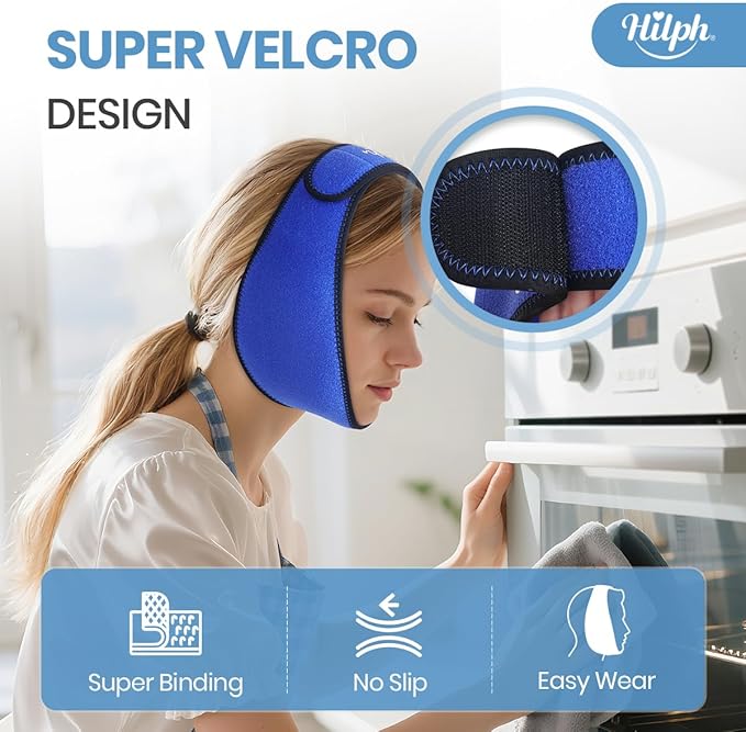 Hilph Face Ice Pack Wisdom Teech Ice Pack Head Wrap for Facial Oral Surgery Pain Relief for TMJ, Jaw Ice Wrap with 4 Hot Cold Gel Packs Reusable for Tooth Extraction & Teeth Removed, Tonsil Blue