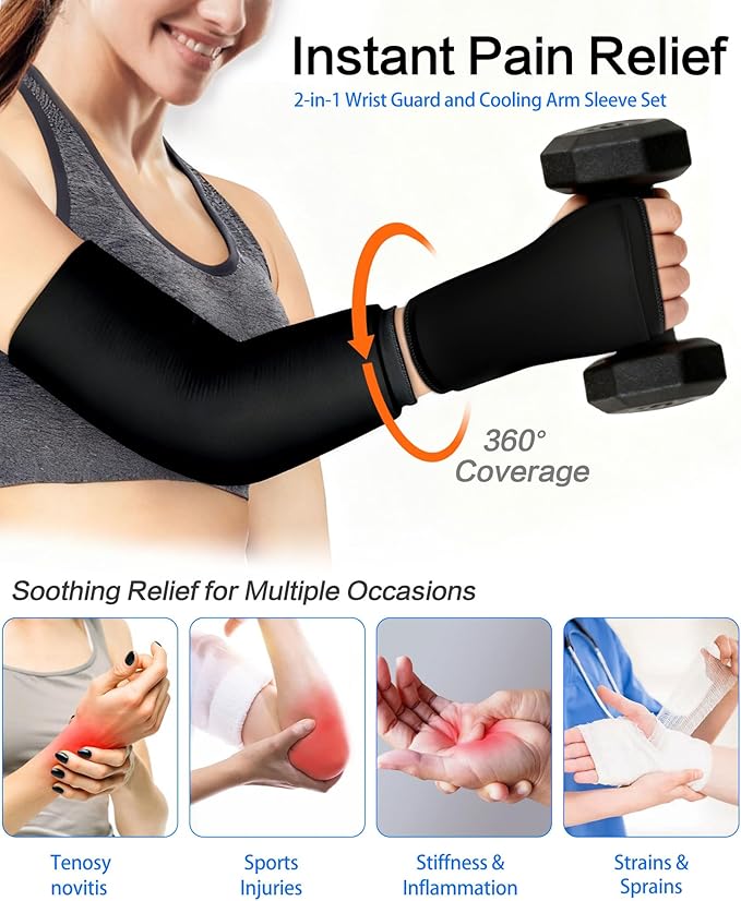 Wrist Elbow Ice Pack Wrap, Reusable Ice Pack Gel Compression, Slip-On Design,Long Lasting Cold & Warm for Pain Relief and Recovery of Elbow/Hand, Carpal Tunnel, Arthritis, Swelling(Extra Large)
