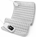 Deepsoon Heating Pad,Electric Heating Pads for Back,Neck,Abdomen,Moist Heating Pad for Shoulder,Knee,Arms,Legs,Dry/Moist Heat & Auto Shut Off,Christmas Gifts for Men and Women,White Gray,24x12 Inch