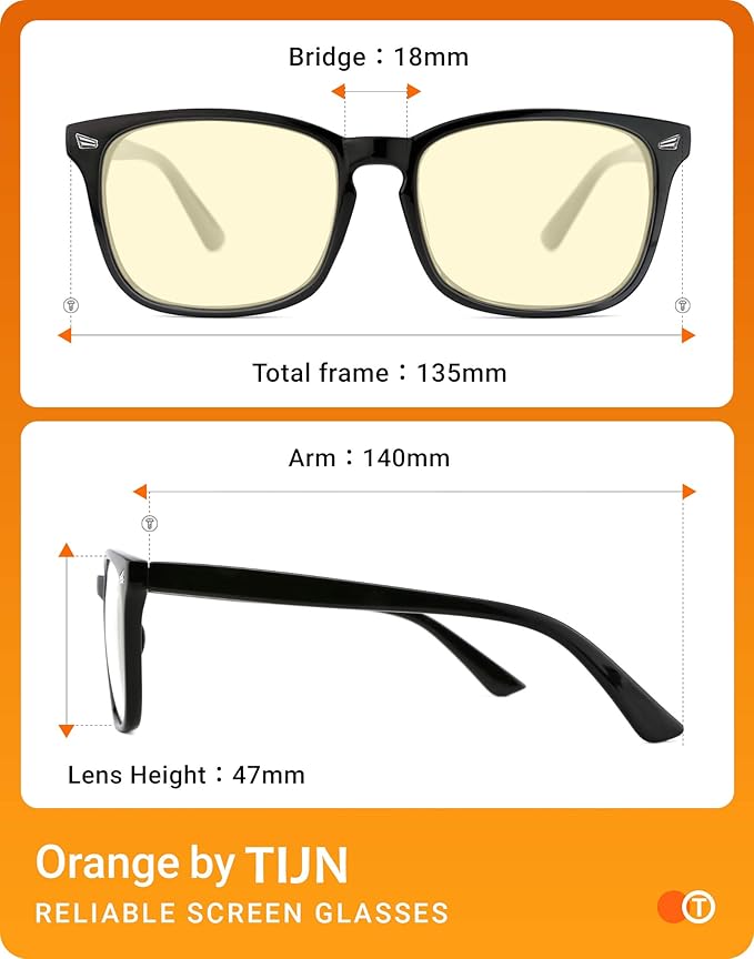 TIJN Blue Light Blocking Glasses for Women Men Clear Frame Square Nerd Eyeglasses Anti Blue Ray Computer Screen Glasses