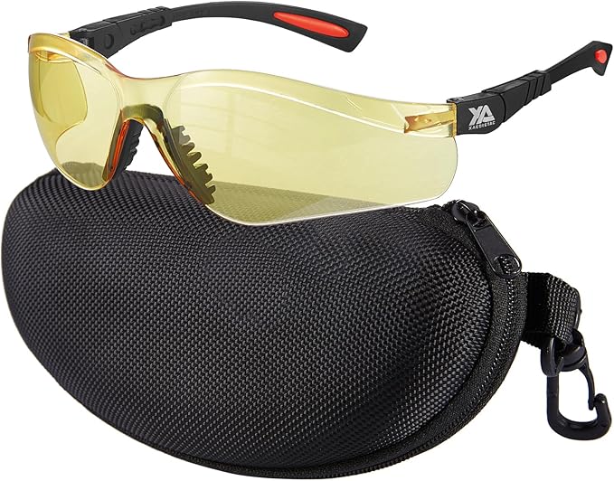 xaegistac Shooting Glasses Anti-fog Shooting Range Eye Protection, Adjustable Safety Glasses with Zipper Hard Case