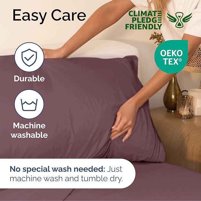 Cal King Size 4-Piece Sheet Set - Extra Soft, Breathable & Cooling - Hotel Luxury Durable Bed Sheets - Deep Pockets, Easy-Fit & Wrinkle-Free - Cool Plum Oeko-Tex